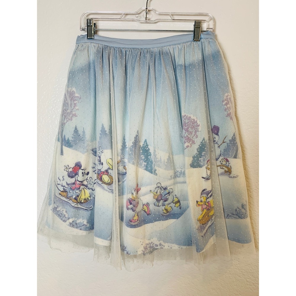 Stitch Shoppe Disney Skirt Womens Large Blue Winter Mickey Minnie Tulle Flared